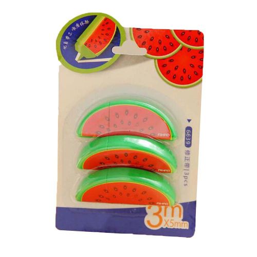 Set of 3 School Supplies Correction Tape 3 Meter Fruit Shape Shell