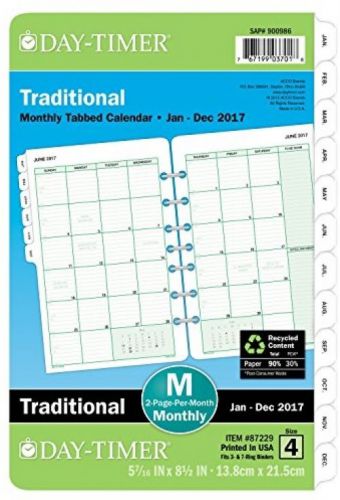 Day-Timer Monthly Planner Refill 2017, Two Page Per Month, Loose Leaf, 5-1/2 X