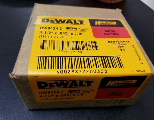 DEWALT DW8424 25 PZ PACK 4 1/2&#034; X .045&#034; X 7/8&#034; THIN CUTTING WHEEL