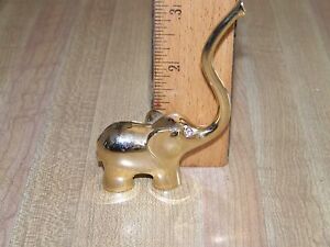 Brass Finished Elephant Ring Holder, Jewelry Display 3 1/2&#034;