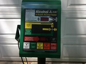 ALCOHOL ALERT COIN OPERATED BREATHALYZER MACHINE WITH STAND VENDING