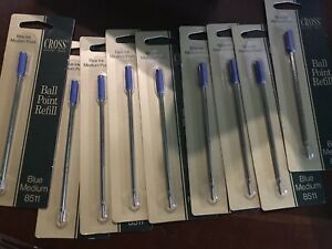 Lot Of 9)Cross Standard Ballpoint Pen Refill Blue Ink Medium Point 8511