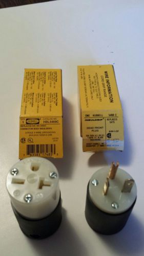 Hubbell hbl 5466c &amp; hbl5469c - m &amp; f plug 2p3w 20a  250v  nib nema 6-20p &amp; 6-20r for sale