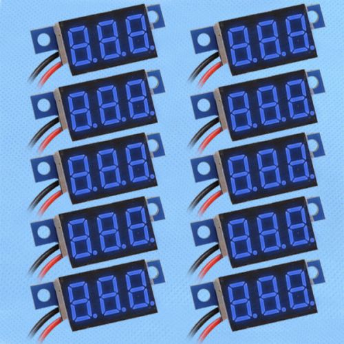 10pcs DC 3.3V-30V Panel Meter Mini Lithium Battery Digital Voltmeter BLUE LED