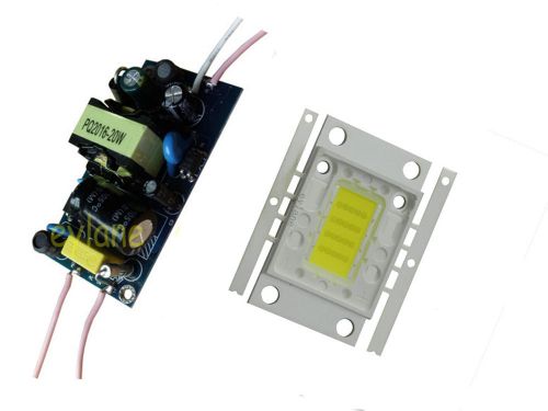 1pc 20W Cool white 10000K High Power LED Lamp + 1pc AC 85-265V LED DRIVER