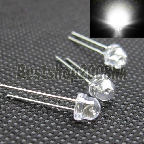 100 X 5mm 2pin straw hat White LED Wide Angle 20000MCD LED lamp beads