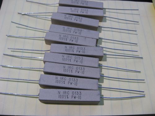 Qty 10 IRC PW-10 Ceramic Cement 10 Ohm 5% 10W Resistors High Power - NOS