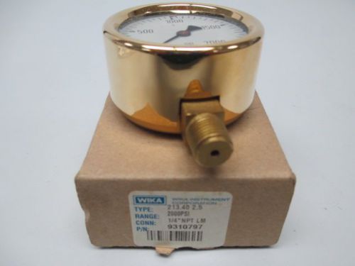 New wika 9310797 glycerine-filled pressure 0-2000psi 1/4in npt gauge d252669 for sale