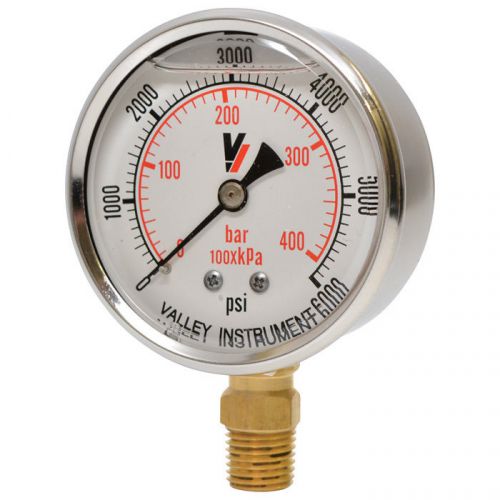 Valley grade a stem mount 2 1/2in glycerin filled gauge-0-6000 psi #2140gxb6000 for sale