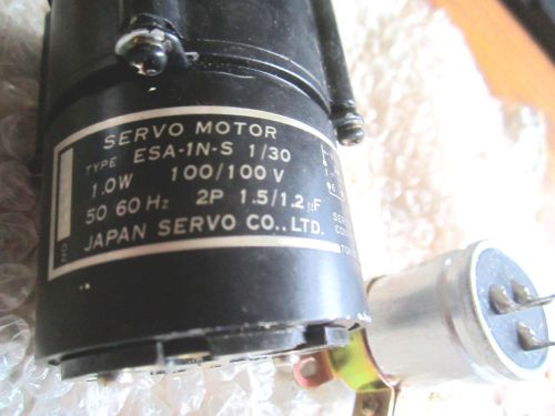 Japan Servo Co. Servo Motor Type ESA-1N-S,1/30, 1.W,100/100V,50/60Hz:2P-1.5/1.2F