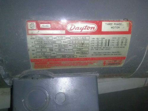 Dayton three phase motor1/2hp, 1725RPM,