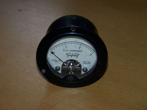 Vintage Industrial Steam Punk Triplet 0-3 DC Amp Gauge Panel Meter