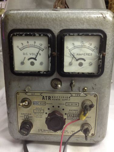 Vintage ATR AC ~ DC POWER SUPPLY 110VAC - 6 &amp;12VDC.  Model 610C-ELIF