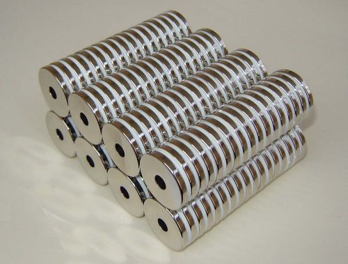 100 pcs of OD1&#034; x1/4&#034;id x1/8&#034; Neodymium (Rare Earth) Ring Magnets