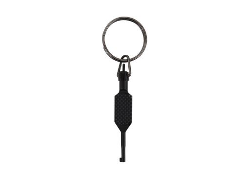 Police Security Guard Universal FLAT KNURL SWIVEL Handcuff Key BLACK w/ KeyRing