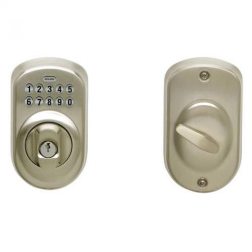 Keypad Deadbolt Plymouth Adj Bs Sc1 Satin Nickel BE365 PLY 619 KDC SCHLAGE LOCK