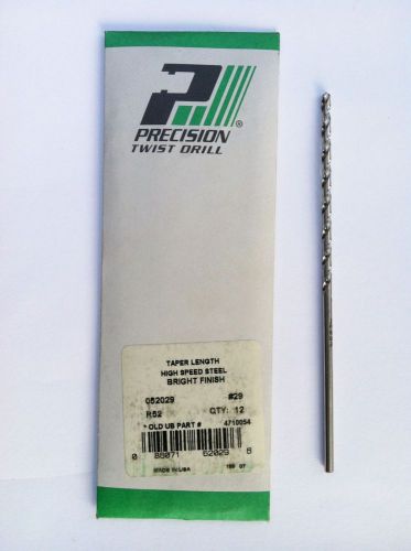 PRECISION TWIST DRILLS #29 HSS (0.136&#034;) TAPER LENGTH P/N 052029  ***12 PCS***