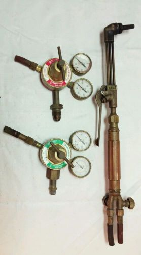 Vtg brass craftsman 624 torch marquette regulators acetylene oxygen welding usa for sale