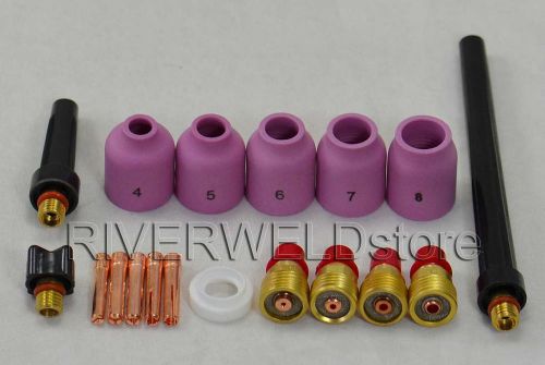 TIG Gas Lens Collet Body KIT,TIG Back Cap &amp; TIG Welding Torch SR WP9 20 25,18PK