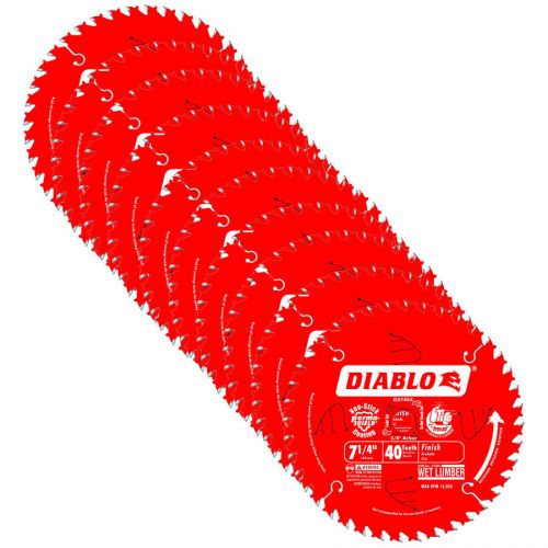 Freud D0740A Diablo 7-1/4-inch 40T ATB 5/8-inch Arbor Finishing Saw Blade, 10-PK