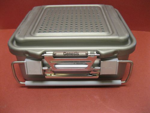 SMALL GENESIS MEDICAL STERILIZATION CASE W/ BASKET 12&#034; x 10 3/8&#034; x 5-1/2&#034;