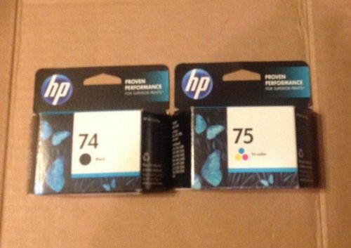 Gen. HP 75 CB337WN Tricolor &amp; 74 CB335WN Black  Lot of 2 New Sealed