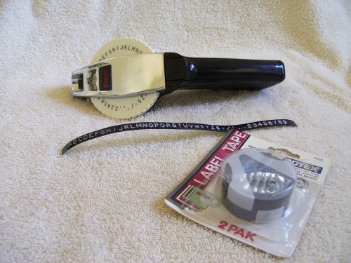Rotex professional label maker chrome &amp; black + tape (2) rolls (rotex) for sale