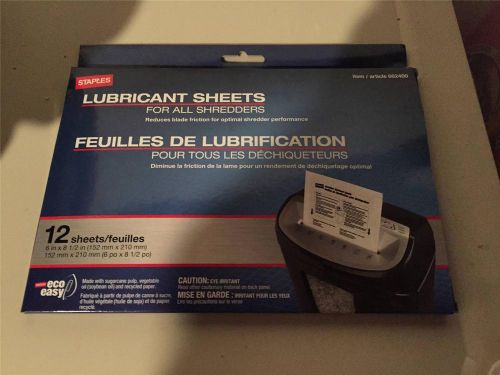 Staples® Shredder Lubricant Sheets 12/pk, Shredder Sheets *NEW*