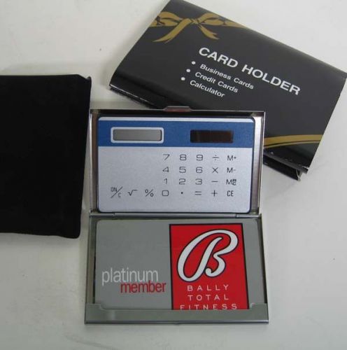 2 in 1 silver-like  card holder and solar power calculator for sale