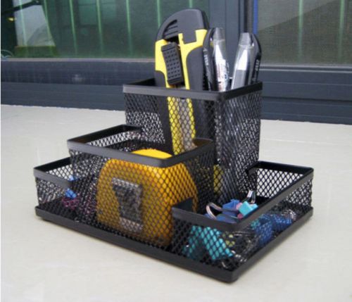 Black Metal Mesh Desk Organizer Desktop Pen Holder For Home Office Dorm