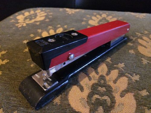 Vintage Apsco Heavy Metal Stapler Model A-66 Red &amp; Black WORKS Retro Office Desk