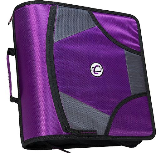 Case-it 4-Inch 3 Ring Zipper Binder XL, Portfolio Organizer W/ 5-Tab File Folder