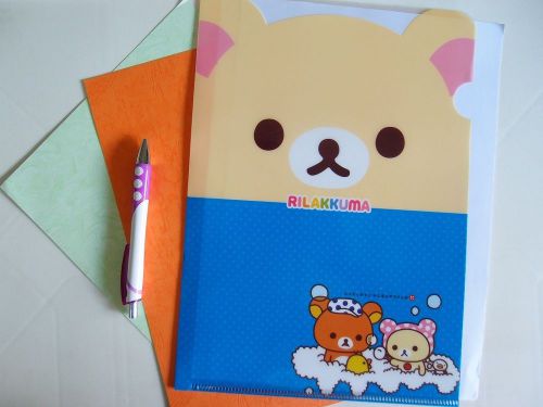 3PCS Rilakkuma Blue A4 Paper Document File Storage Holder Case Folder Stationery