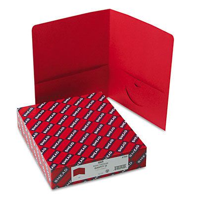 Two-pocket folders, embossed leather grain paper, red, 25/box for sale