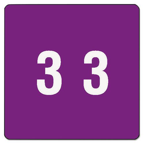 Single digit end tab labels, number 3, white-on-purple, 250/roll for sale