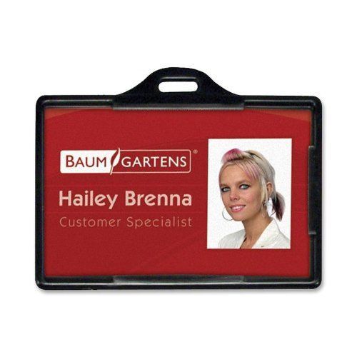Baumgartens Horizontal Id Card Holder - Plastic - 25 / Pack - Black (BAU68310)