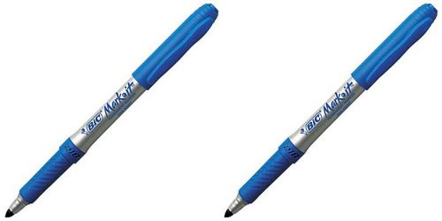 Bic mark-it fine point permanent markers, blue, 2 pens - rubberized grip for sale