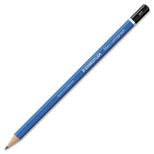 Staedtler mars lumograph pencil - 4h pencil grade - gray lead - blue (1004h) for sale