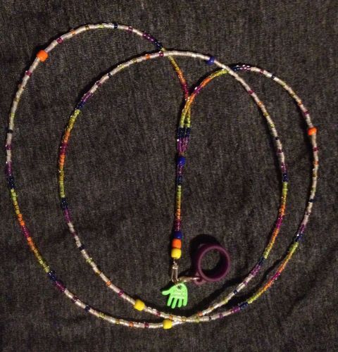 Ecig vapor cigarette~white~rainbow~beaded~lanyard~1/2&#034; to 3/4&#034; diameter~handmade for sale