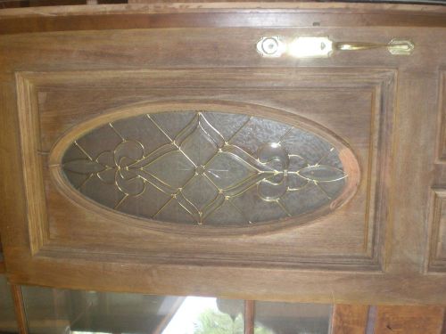 USED SALVAGED VINTAGE SINGLE ENTRANCE DOOR 2 DOORS WOOD ORNATE OVAL GLASS HOUSE