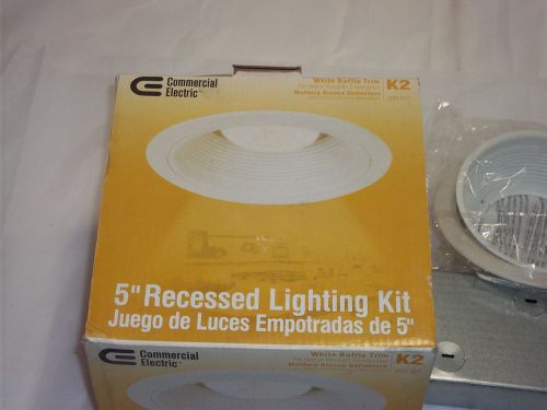 COMMERCIAL ELECTRIC (K2) 5&#034; WHITE RECESSED LIGHTING KIT White Baffle Trim Spot