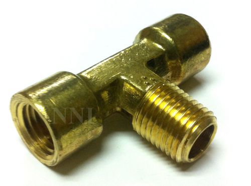 Brass Tee 1/4&#034; Female x 1/4&#034; Female x 1/4&#034; Male NPT Pipe Fitting