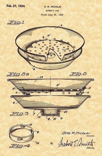 Patent Print - Gold Mining Pan 1932