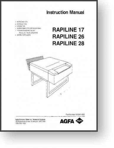 AGFA Rapiline 17 + 26 + 28 Operator&#039;s Manual