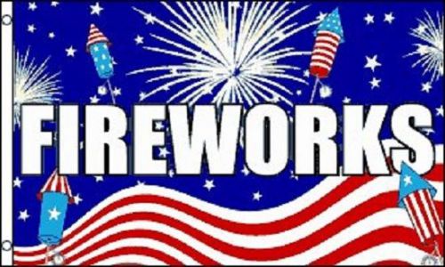 Fireworks flag 3x5 red white blue store banner advertising pennant business sign for sale