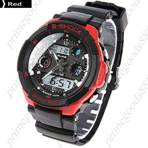 Waterproof Digital Date Analog Men&#039;s Wrist Quartz Wristwatch Red