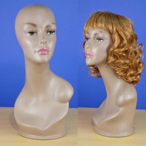 Brand New 19&#034; Brown-Black Female Mannequin Head 108B 