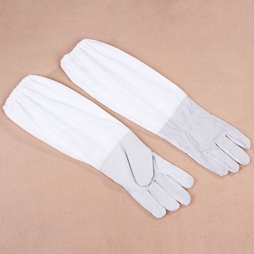 1 Pair Useful Beekeeping Long Sleeve 5Gloves Goatskin Vented Guard Gloves