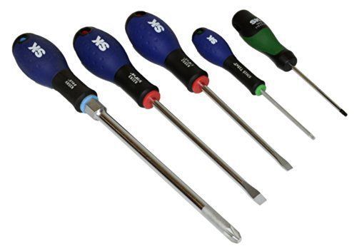 S-K Tools 5pc Torx  Flat and Phillips Screwdriver Set SureGrip Round Keystone