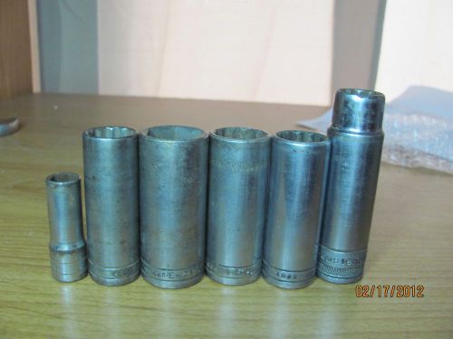 6 Assorted S&amp;K deepwell sockets